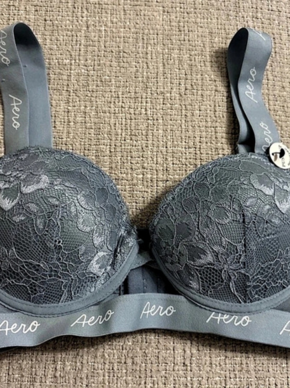 Aerie Lace Push-Up Bra in Gray NWT 34C